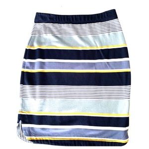 NWOT Blue White & Yellow Stripe Pencil Skirt Size 2